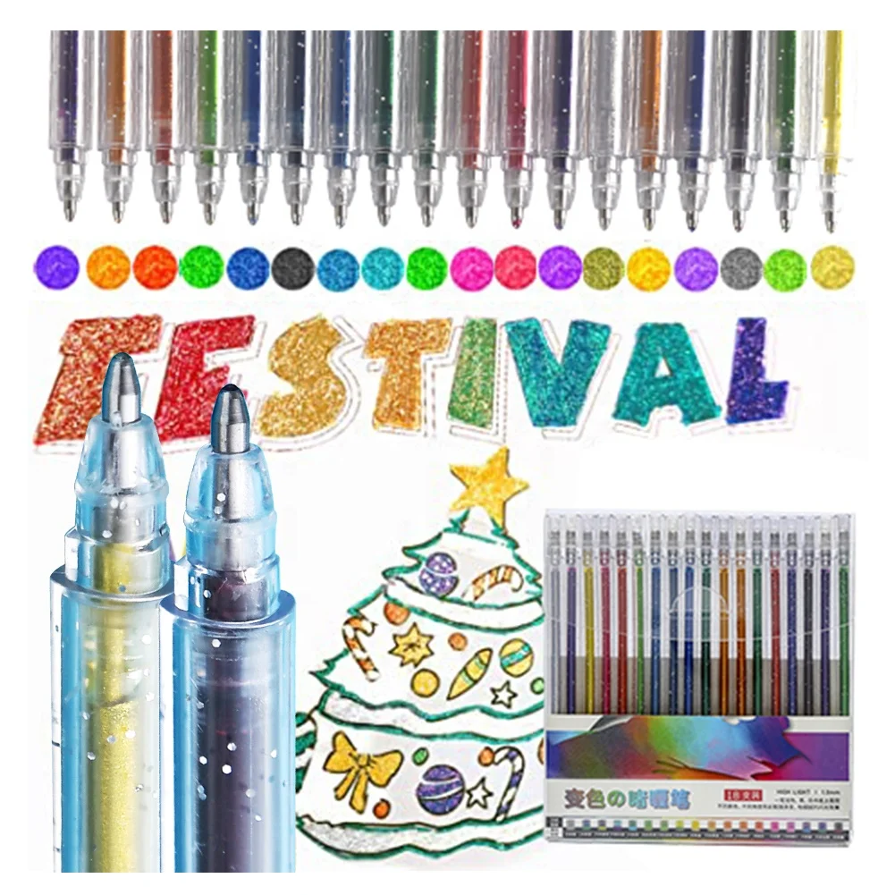 18 Colors Metallic Marker Pens 0.7 mm Extra Fine Point Paint Pen Metallic Painting Pens Metallic Permanent Markers