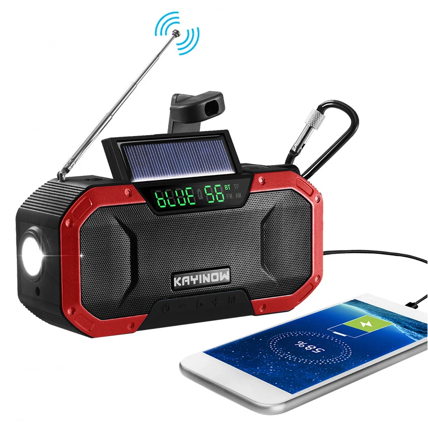Solar Rechargeable Flashlight Mini Portable Fm  Hand-cranked  Emergency 3 In 1 Portable Solar Outdoor Radio