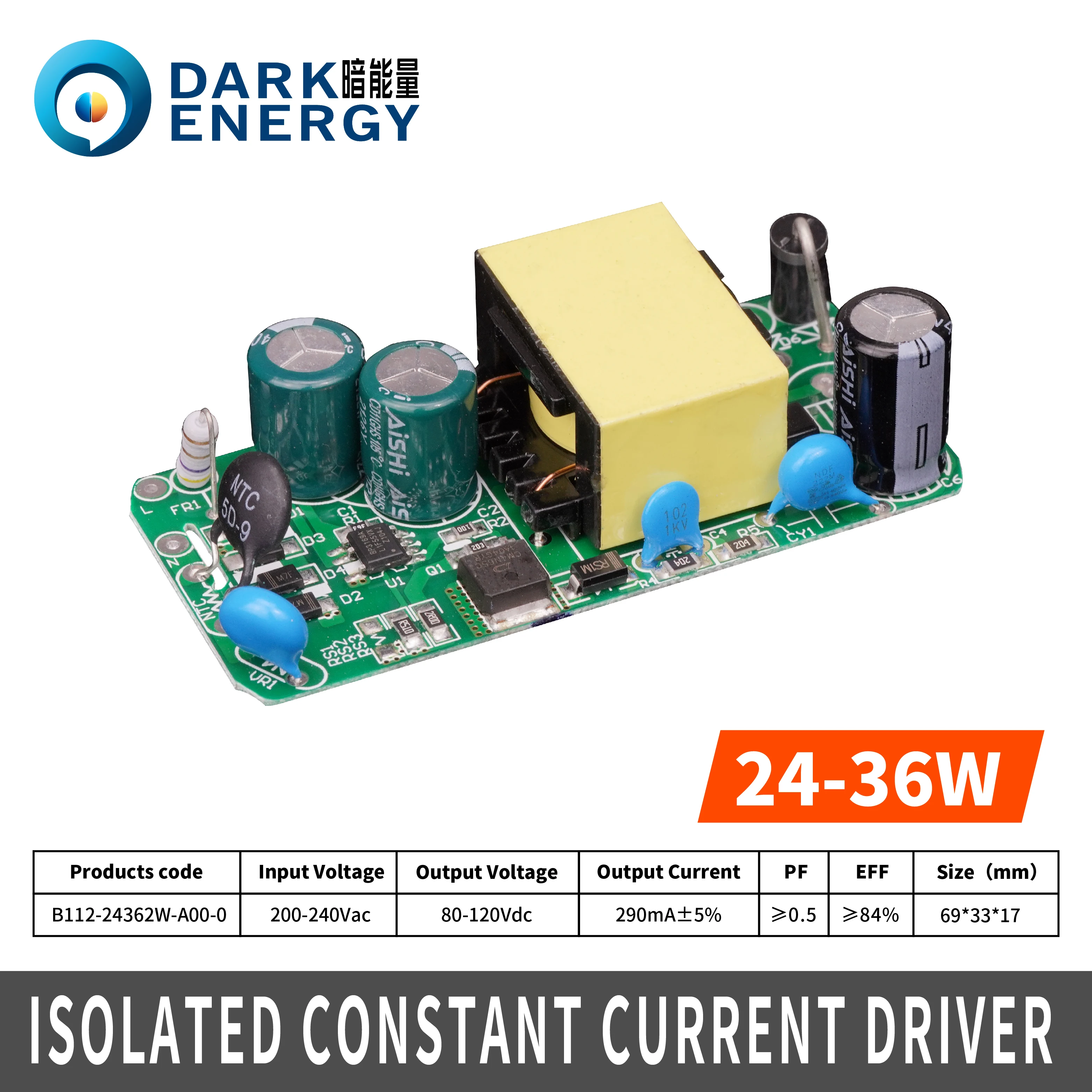 Dark Energy 24-36W 290mA Isolated Driver Driver Led Driver Board And Module