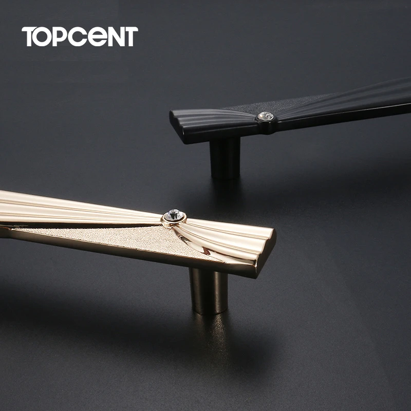 TOPCENT Crystal T Bar Pulls Aluminum Wardrobe Cabinet Knob Hardware Aluminum Drawer Handle
