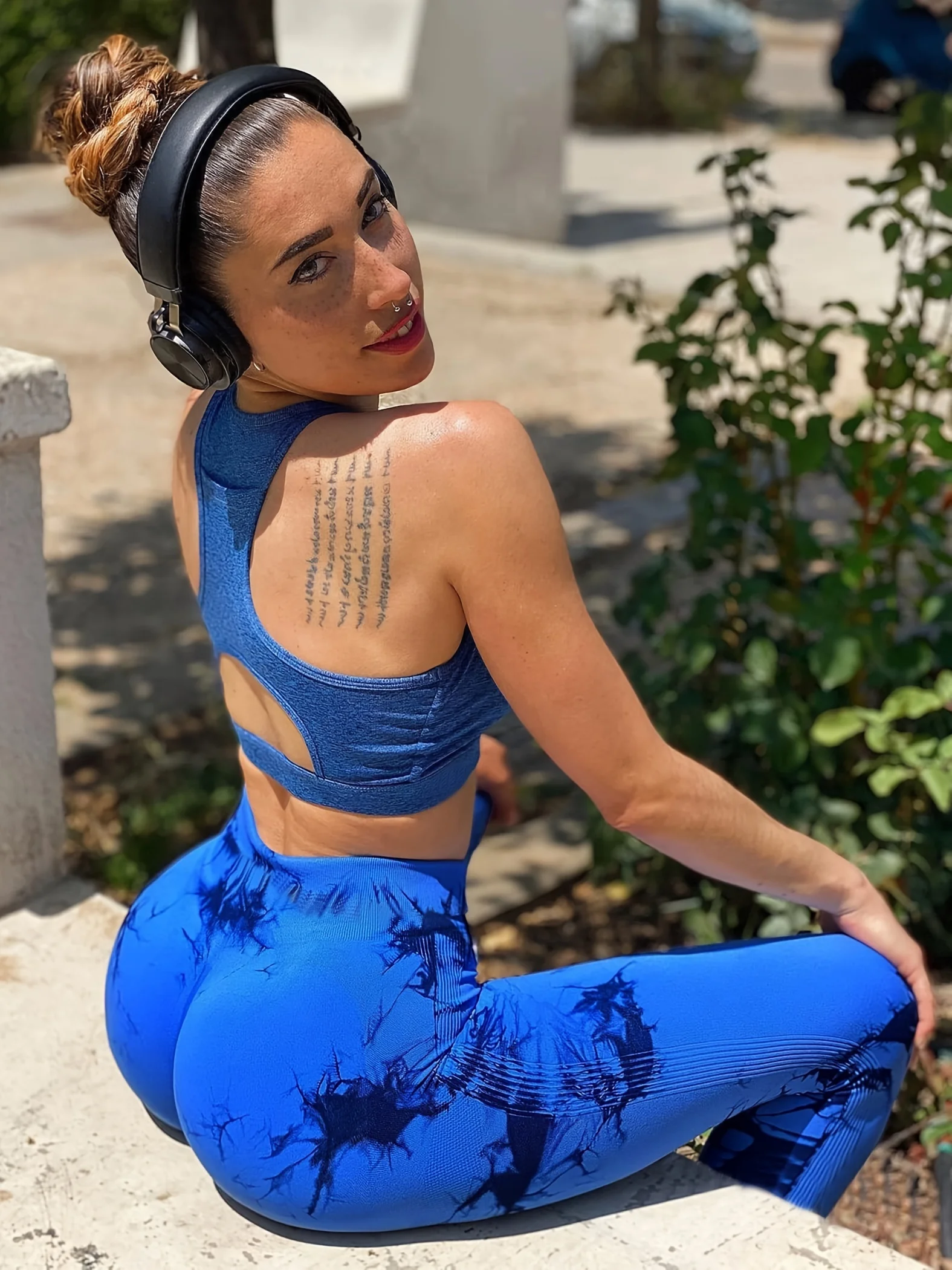 Women High Waist Yoga Pants Tie Dye Seamless Leggings Scrunch Butt Lifting Elastic Tights