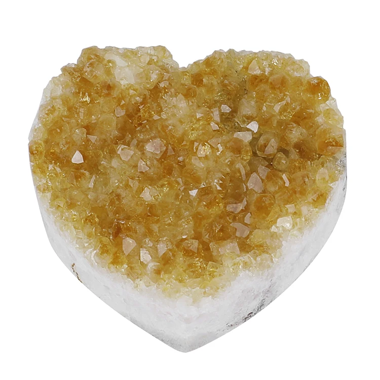 Wholesale Raw Large Heart Shape Citrine Crystal Quartz Cluster Natural Citrine for Sale