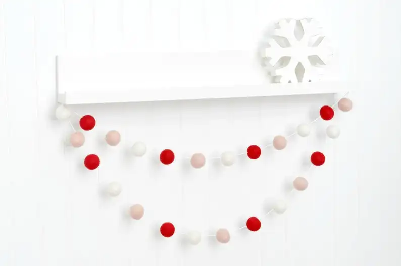 Christmas Decoration-Christmas Felt Ball Garland