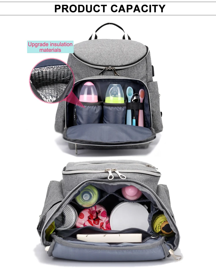 Large oxford unisex gray paalera mochila maternity bag set stroller waterproof USB maternidade baby diaper backpack