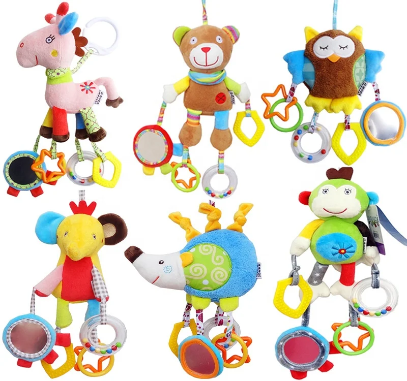 multi-function animal baby bell bed hang play doll kids plush rattle toys