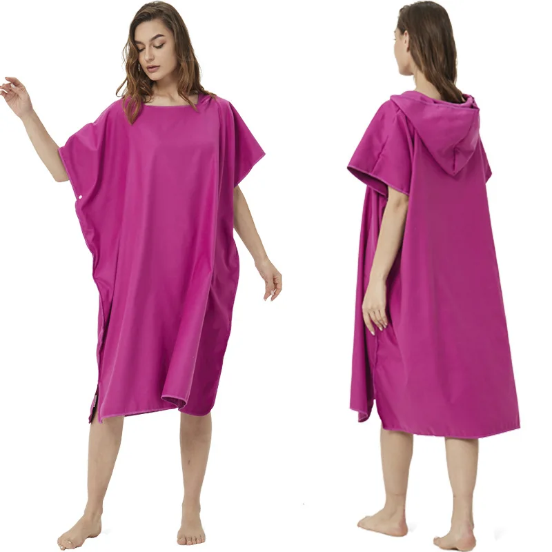 Customized Sand Free Fast Dry Summer Swimming Microfiber Hoodie Beach Surf Poncho Towels Changing Robe Cloak