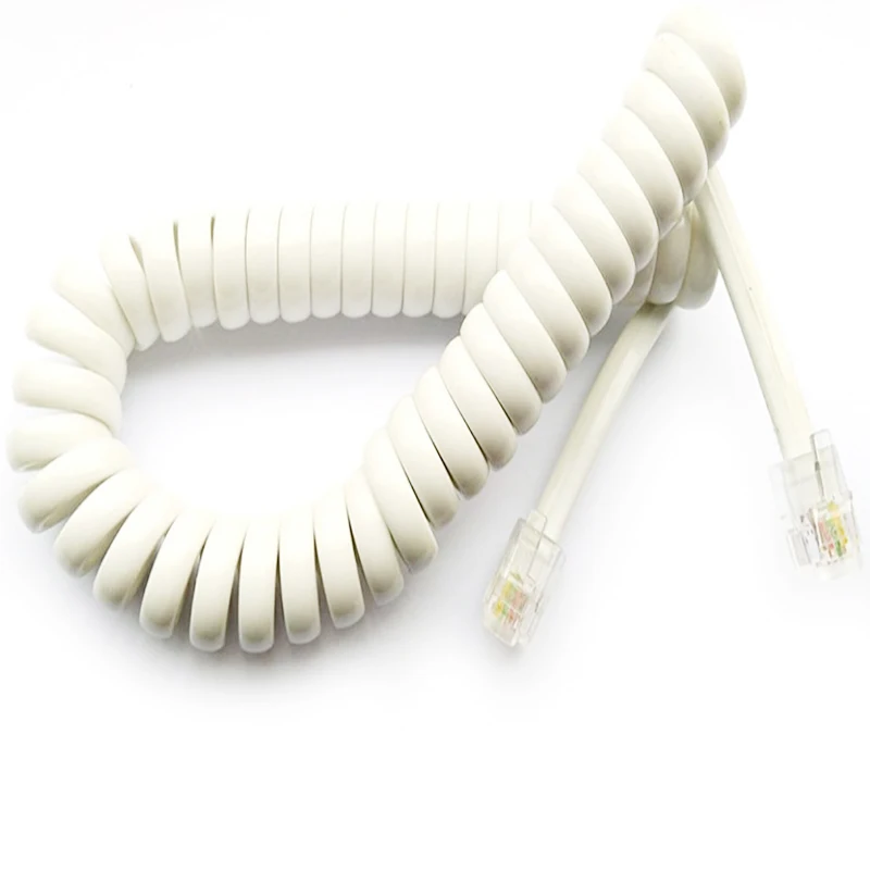 Telephone cord white PVC OFC 4C 2C 6C 8C auto control spiral cable traction control curly electrical cable