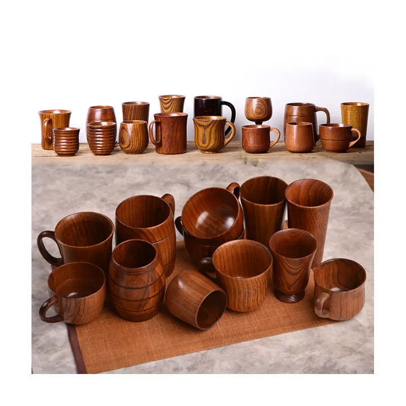 Goods In Stock Eco Friendly Wooden Unique Tea Beer Milk Coffee Handle Mug Cup With Saucer