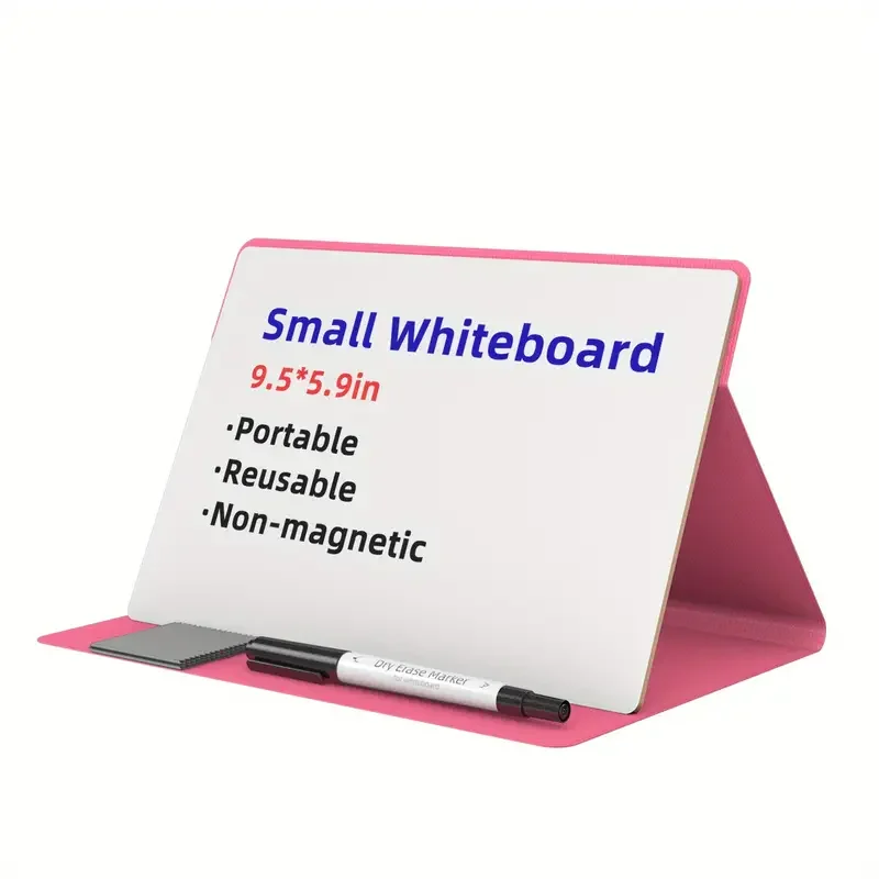 Portable PU Leather Desktop Dry Erase Whiteboard  Reusable Mini Message Board for Office, Home, and Classroom Use