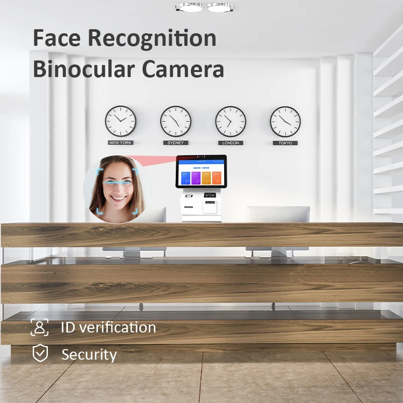self check in kiosk countertop capacitive touch screen room card issue smart hotel self service checkout kiosk