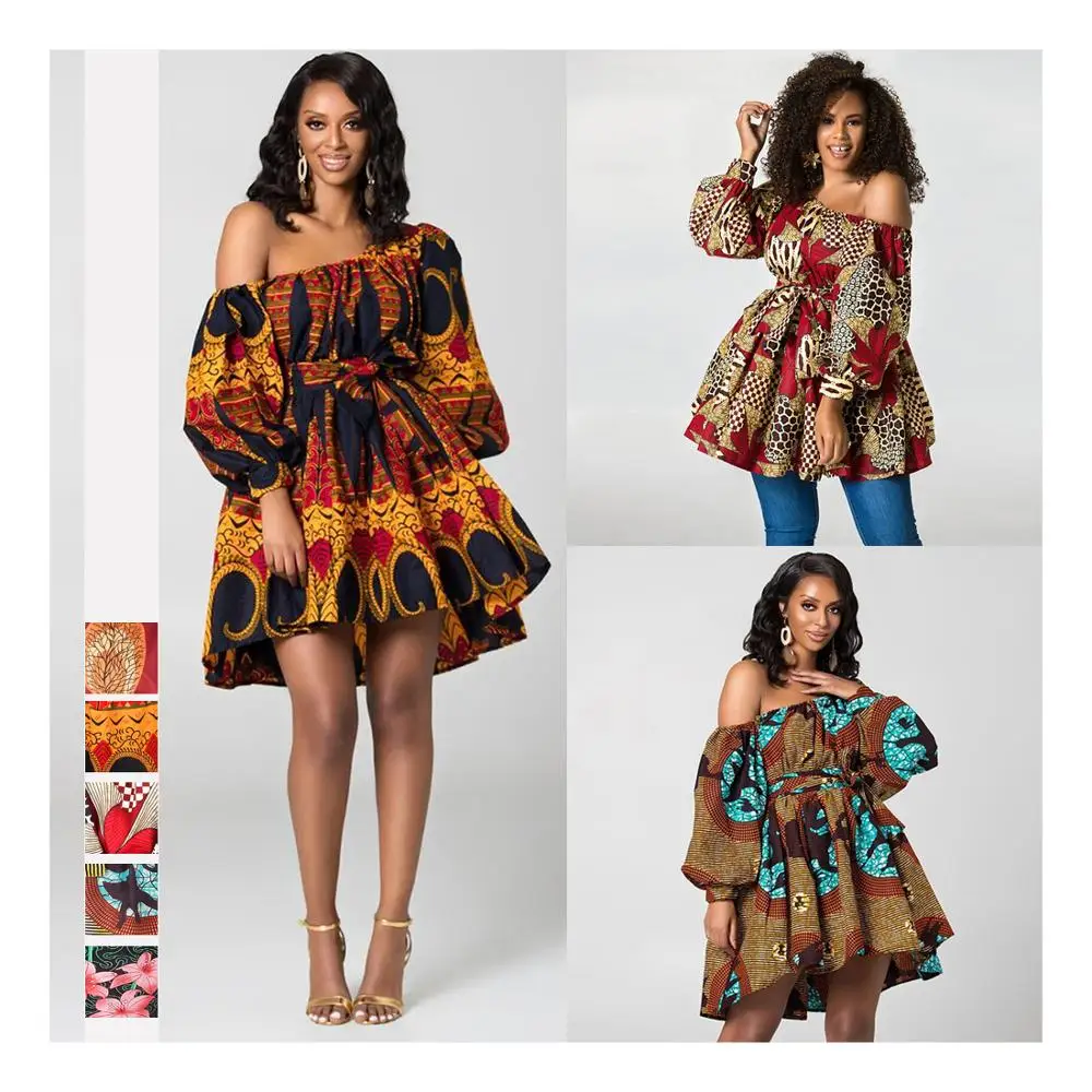 2020 Hot Sale Wholesale Off Shoulder Women african kitenge dress designs picture for lady