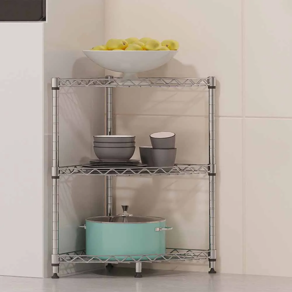 Wire shelves heavy duty steel storage metallic Simple Assembly 5 Tiers Standing Shelving Unit racking