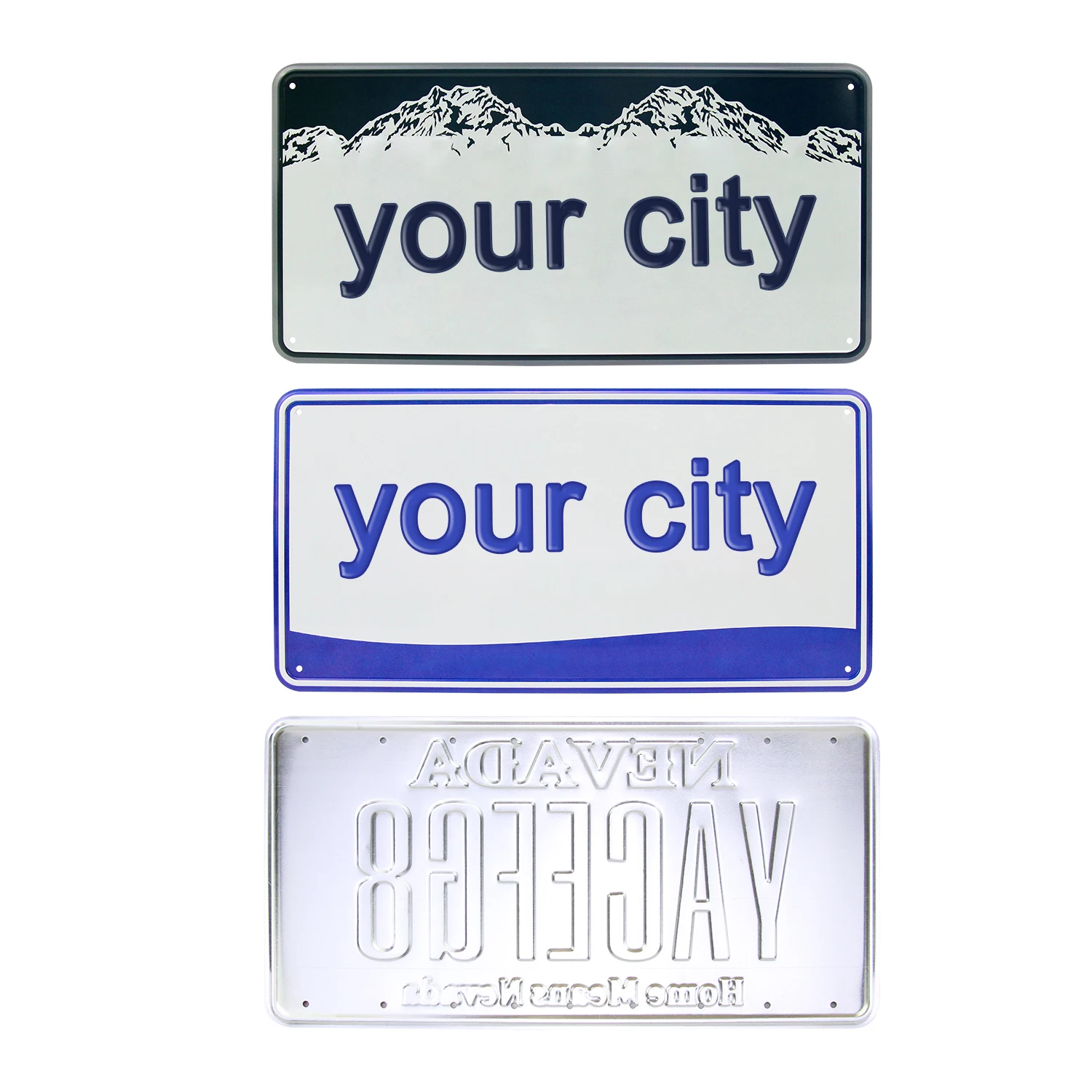 America Europe Vehicles license plate Accessories Embossed Custom logo Decorative car plates with Reflective Number Plates