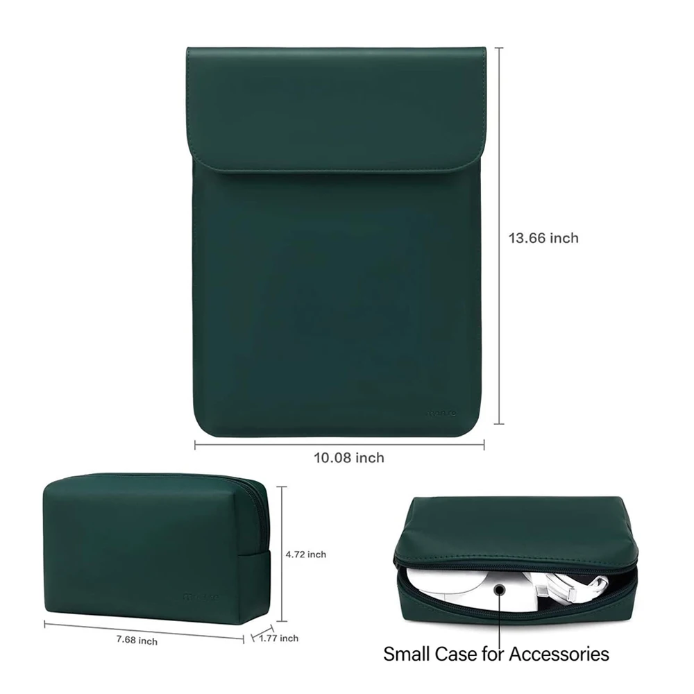 PU Leather Laptop Sleeve 13 Inch Mouse Pad and Cord Organizer with Small Pouch