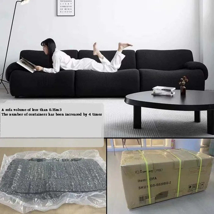 Hot selling cheap modern living room furniture combination sofa modular vacuum packaging compressed floor sofa set