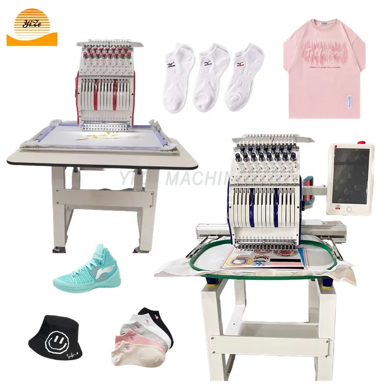 automatic embroidery single head multi 2/9/12/15 needles automatic computerized embroidery machine for hat cap tshirt