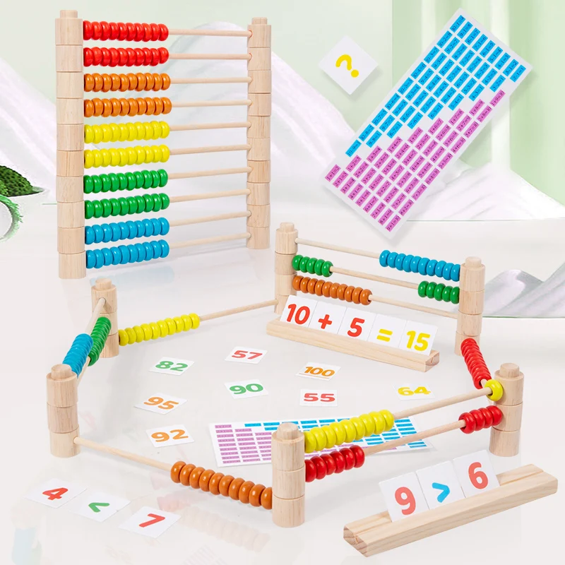 Children Wooden Early Education Detachable Abacus Frame Color Beads Calculation Frame Toy Math Learning Montessori Toys