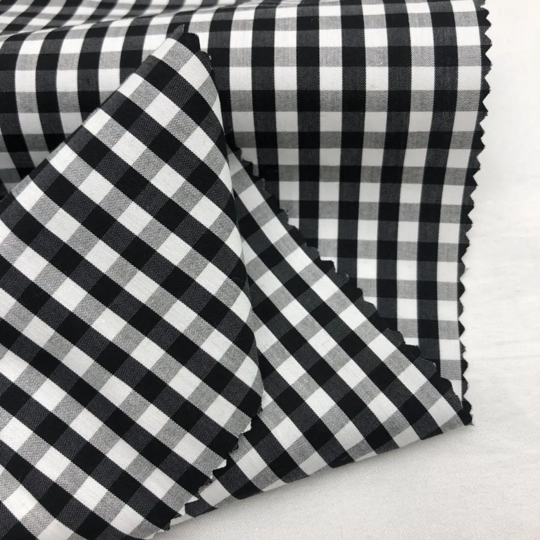 
Черно-белая пряжа, окрашенная, Рипстоп, спандекс, хлопок, нейлоновая ткань для рубашек 