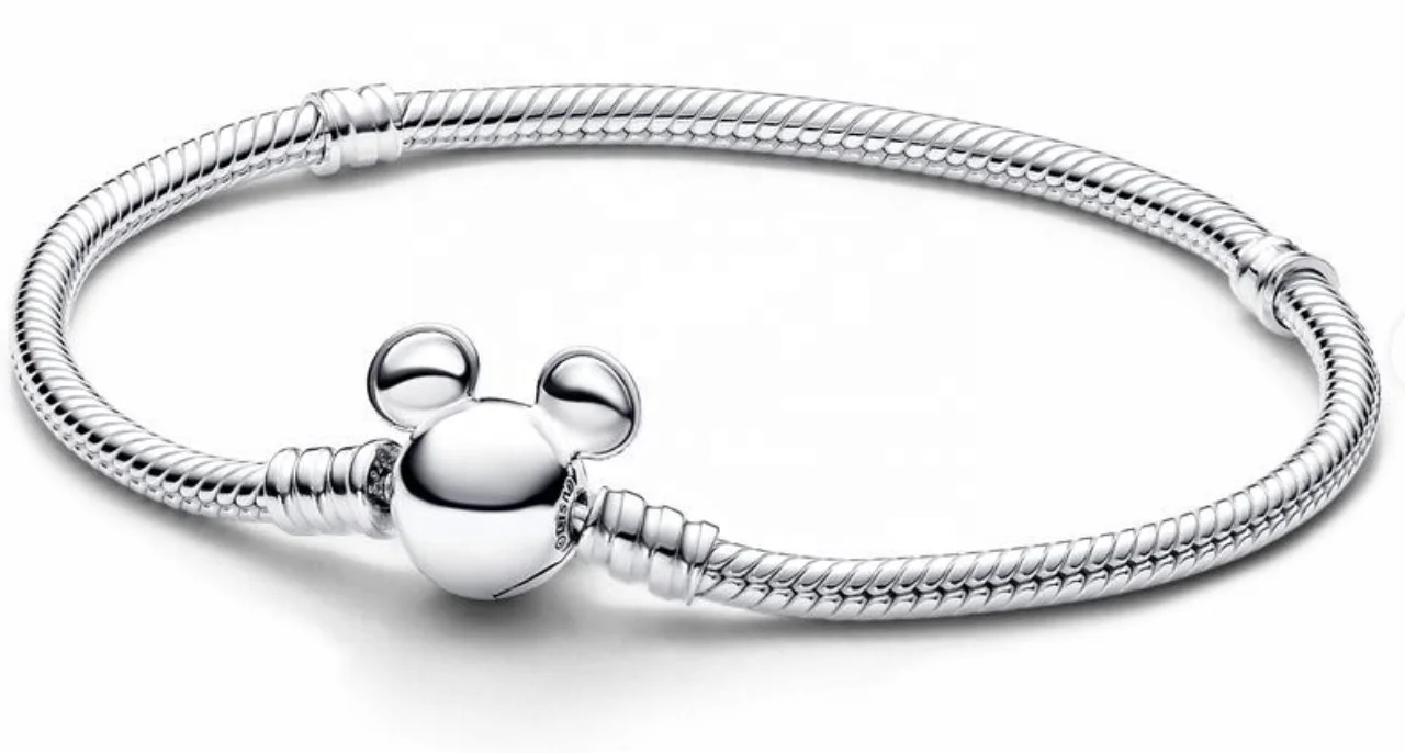 Fashion Designer Mickey DIY Pendant Beads Fine Women Pulsera 100%  ALE S925 Sterling Silver Original Pan do raes Charm Bracelet