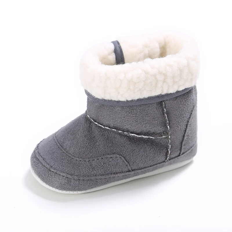 Newborn Infant Baby Girls Snow Boots Winter Warm Baby Shoes Solid Button Plush Ankle Boots 0-18M