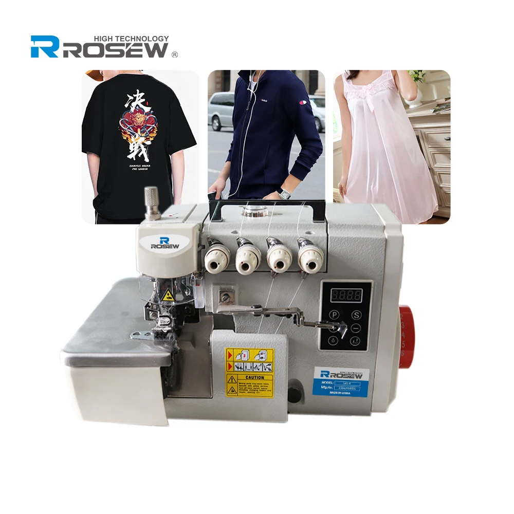 ROSEW S41-4 All In One Direct Drive 4 Threads Overlock  Industrial automatic Sewing Machine For Shirt And Sweatshirts