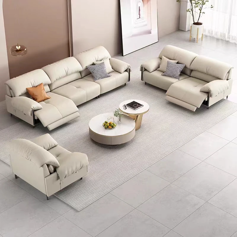 Hot Sale Genuine Leather Recliner 3 Seat Motor Power Lift Reclining Sectional Sofas