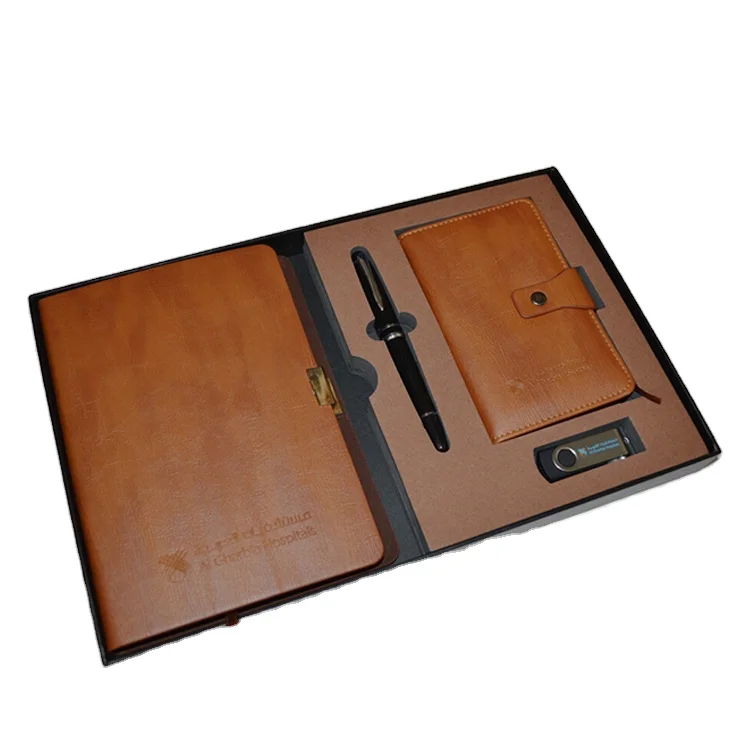 promotion classical leather business office stationery men gift sets