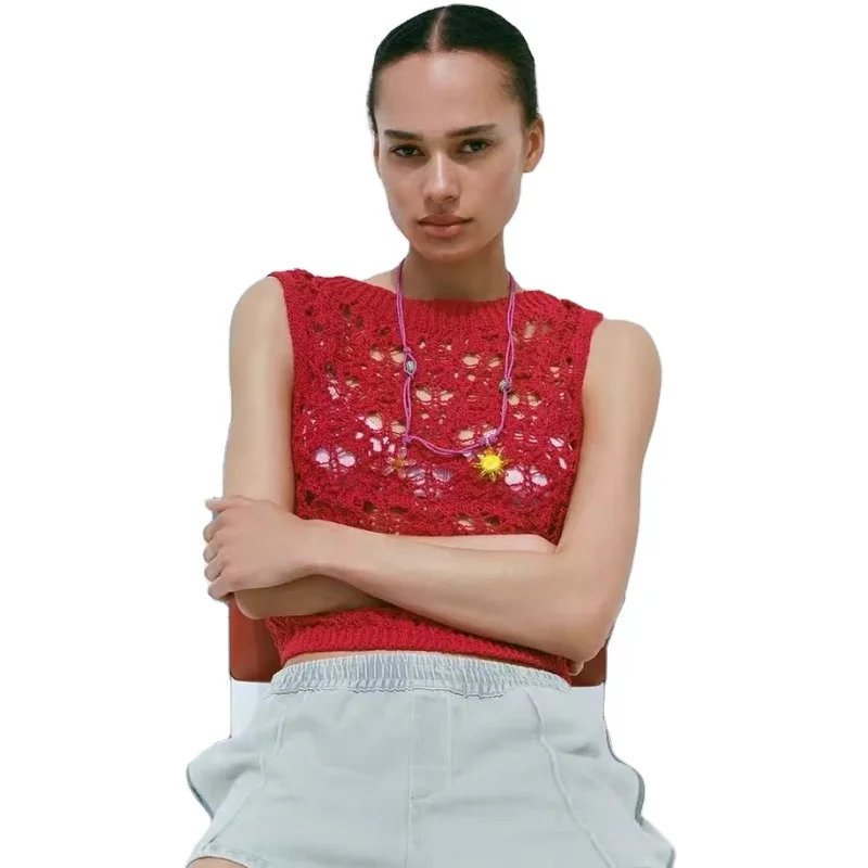 Женский летний свитер с ручным крючком