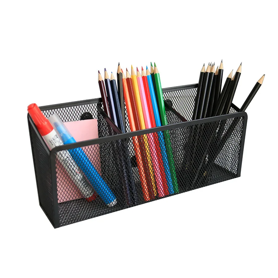 Strong Pen Holder Black Large Magnetic Storage Basket Magnet Delicate Mesh with 3 Component for Whiteboard