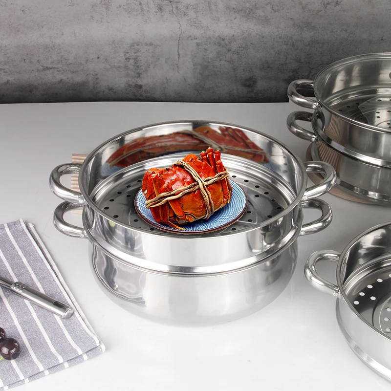 Durable Commercial Dumpling 5 Tier Steamer with Glass Lid For Home Office Steam Cooking Easy Cleaning
