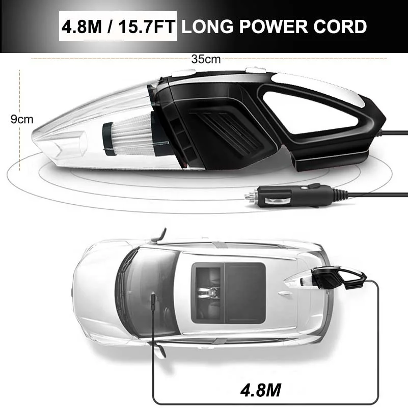  GRIKEY 2 в 1 12V пылесос сухой мокрой 6000Pa сильная мощность автомобильный со светодиодными огнями Aspirador