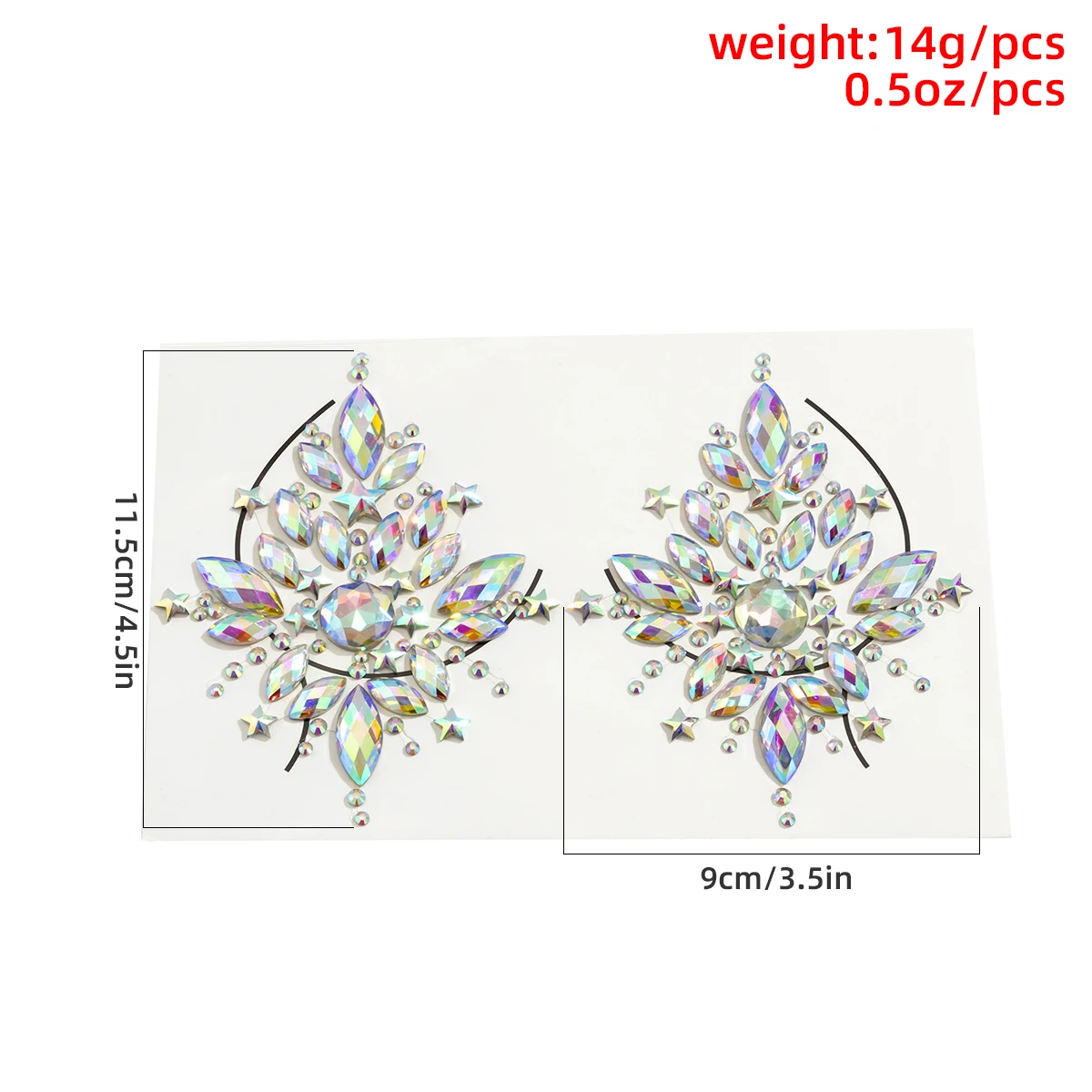 Halloween Sequins Rhinestone Crystal Diamond Face Tattoo Temporary Jewelry Art Sticker Happy Double Side Gem Sticker