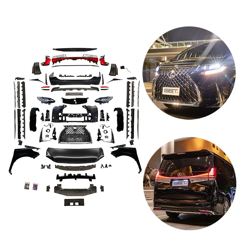 GBT Plastic Vellfire 2015-2021 car bumper set for Vellfire 30 series facelift conversion part body kit upgrade to lexus lm300