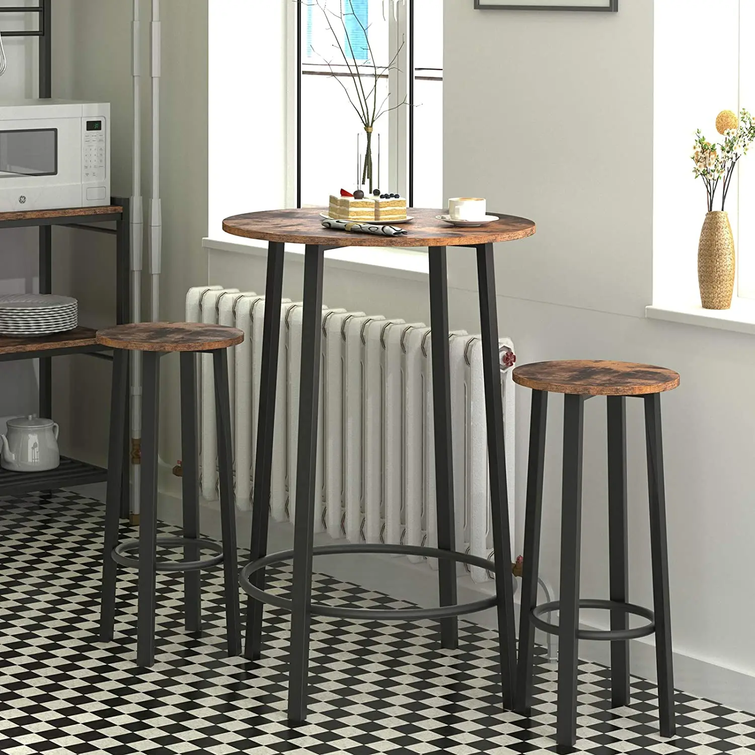 2 шт. набор барных стульев металлическая рама ноги деревянные барные стулья с подставкой для ног и регулируемые ножки для бара и домашнего использования