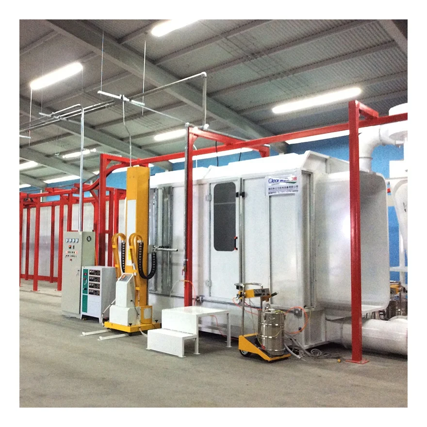 Fully automated electrostatic powder coating line for fire equipment
