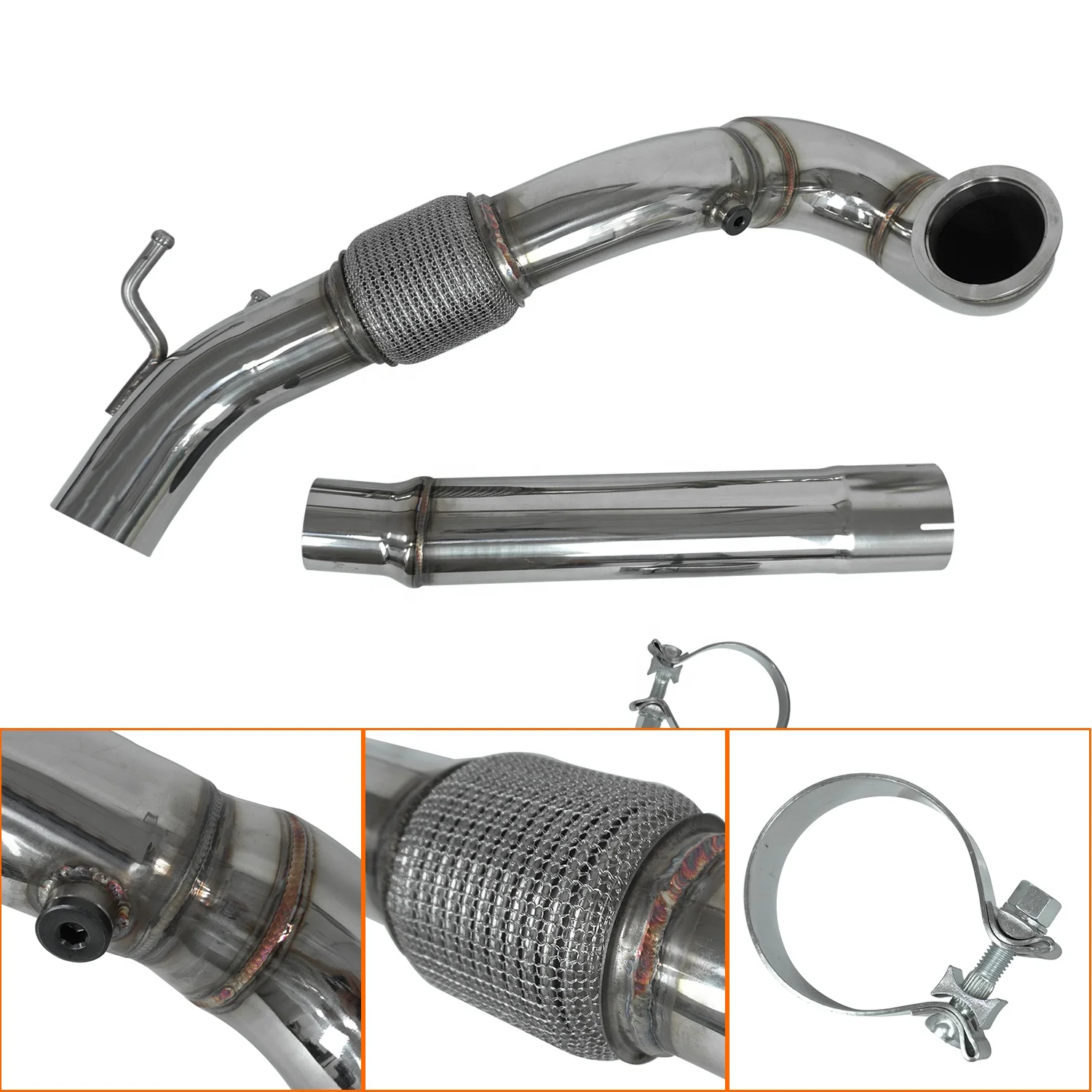 Car Downpipe Golf 7 GT*I EA888 Gen3 MK7 Au*di S3 1.8 2.0 TSI Echappement Exhaust Downpipe Stainless Steel Down Pipe