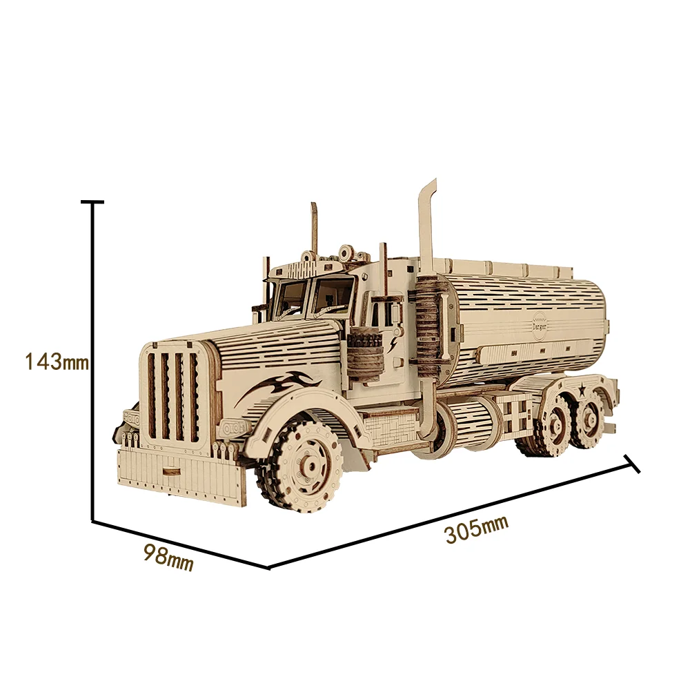 Factory Direct Sales Customization Wooden Fuel Tank Car 3d Wood Puzzle Toys Assembly Handmade Car Model