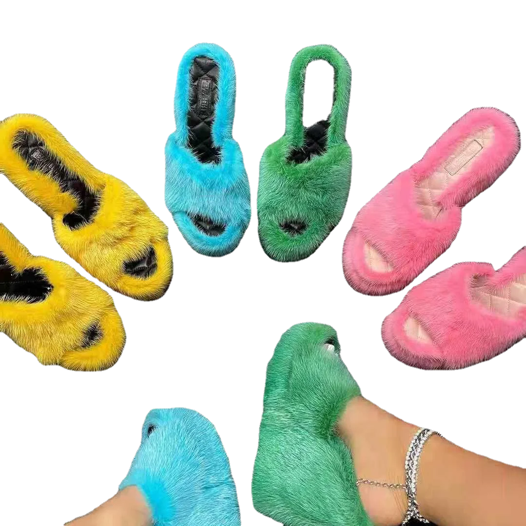 Fall 2021 Women High Heels Casual Shoes Slus size furry Slush Wedges SumSs faux fur Sandals