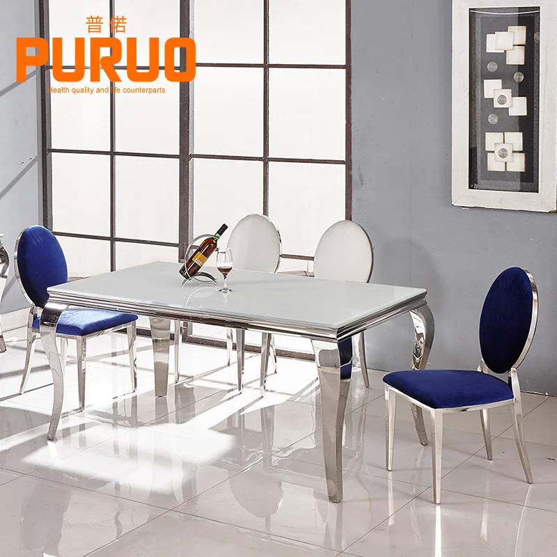 PURUO luxury manufacturer low CBM european stainless steel black fabric velvet dining room chair