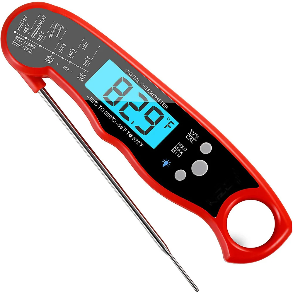 
Instant Read Waterproof Ultra Meat Digital Thermometer with Backlight for Kitchen, Outdoor Cooking, BBQ, and Grill 