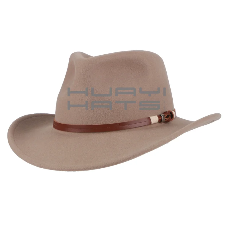 Wholesale Custom Leisure Felt Western Cowboy Hat Mens 100% Wool Made In China