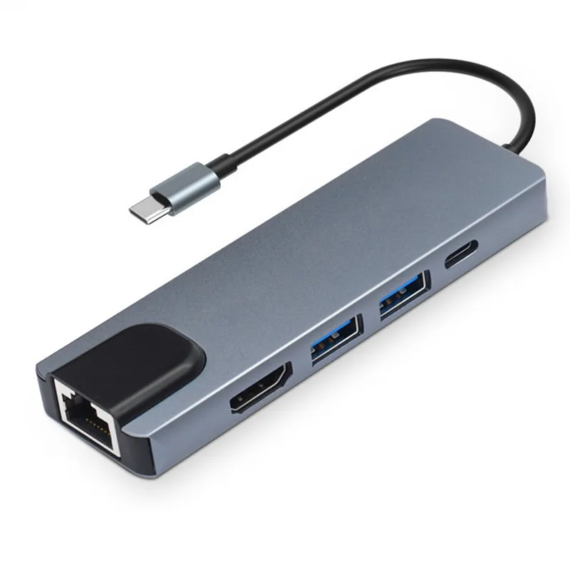 5 in 1  USB-C docking station with 4K HD HDTV VGA DVI cable hub USB adapter