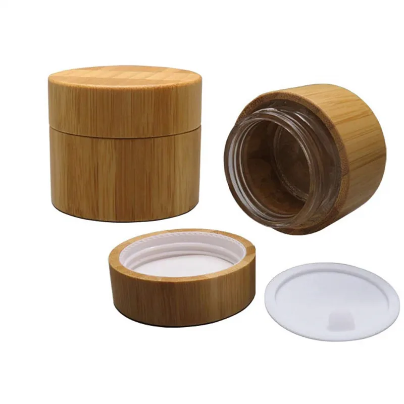 factory new 2022 Professional Manufacture Premium Quality Eco-friendly Cosmetic Face Cream Jar Bamboo Glass Jar Wooden Lid