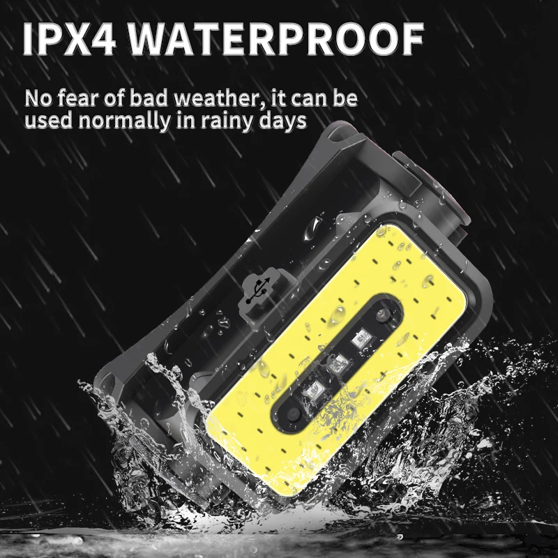 500lm 100m mini ABS 18650 Battery sensor white+red COB LED Headlight  5 Mode TYPE-C  Rechargeable HeadLamp Hiking Camping Lamp