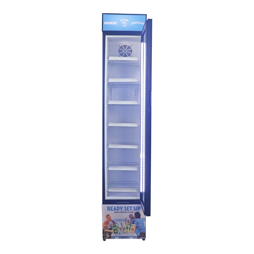 Slim Vertical Commercial Display Fridge With Glass Door