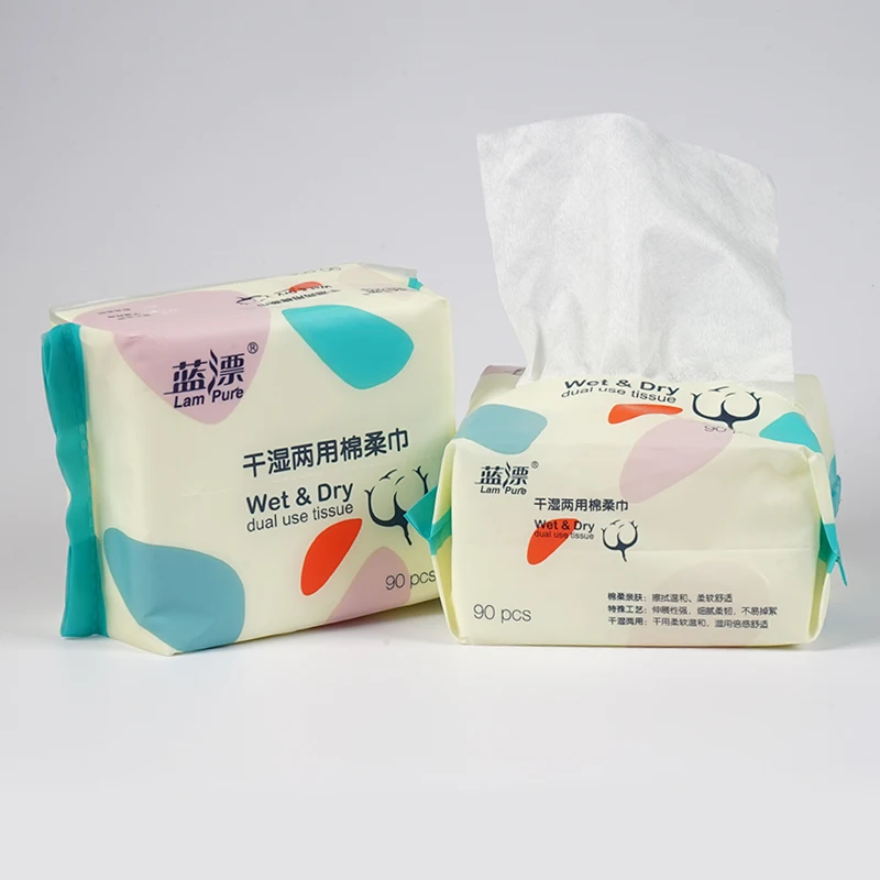wholesale facial towel cleansing cotton tissue wet and dry disposable facial tissue papers towel