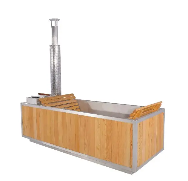 New Design Solid Wooden Rectangle Small Family Size Hot Tub Wood Burning Stove for Sale