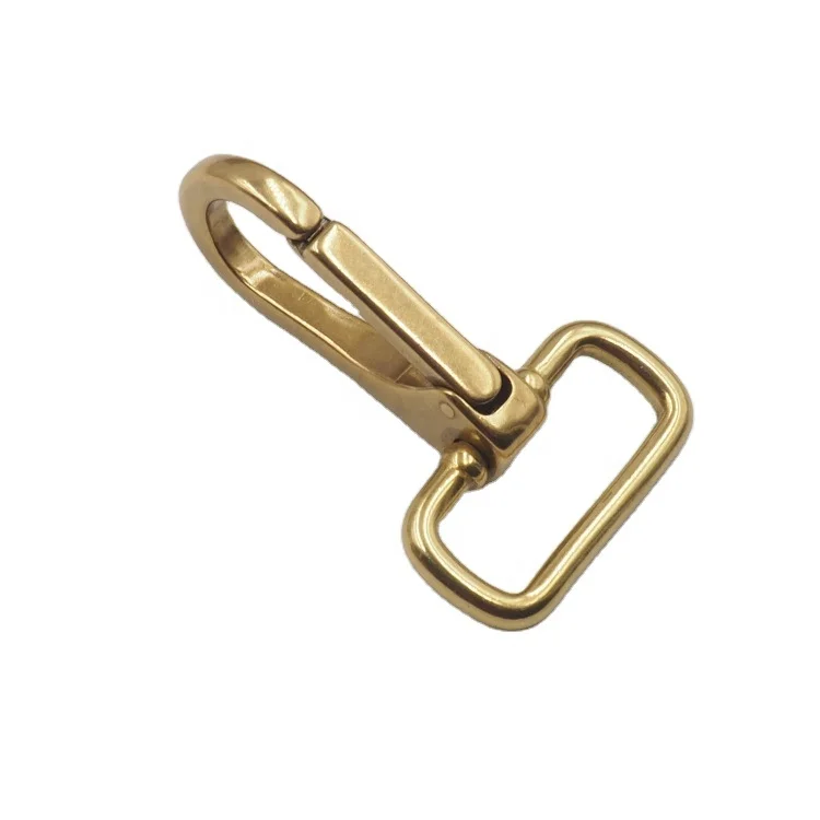 Solid brass fixed eye snap clip hook for handbag strap lanyard dog leash