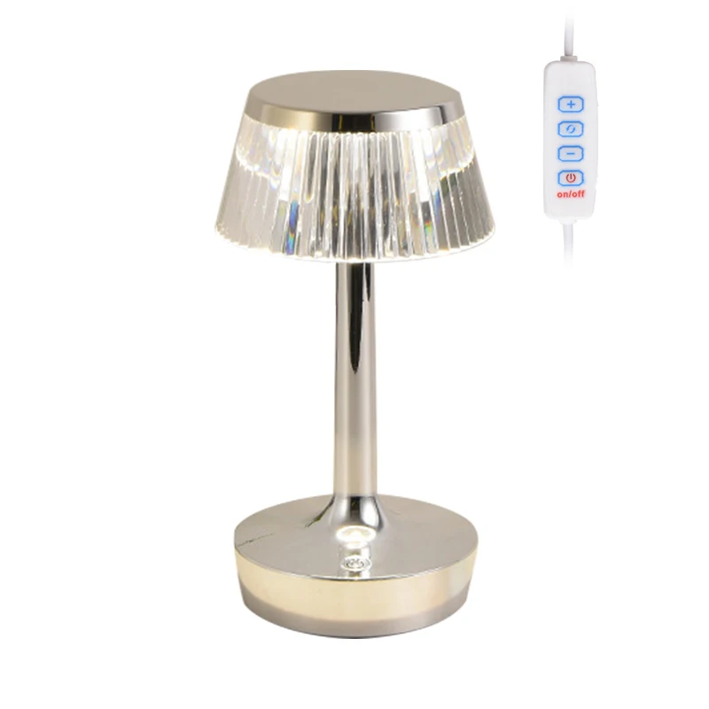 Hot Selling Wholesale Silver Direct Power Charging Switch Control Table Lamp 3 Color Adjustment Table lLED Lamp