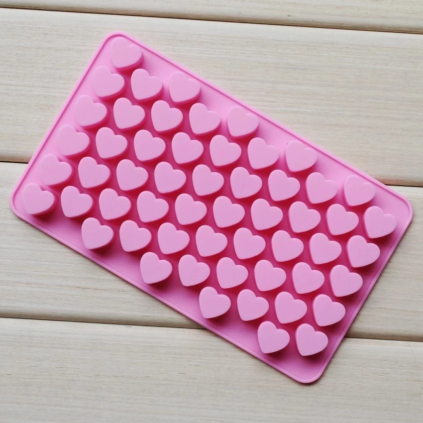 55 Cavity Loving Heart Shape Silicone Decorating Craft Mold for Cake Cupcake Fondant Chocolate Jello Candy Biscuit and Soap Mold